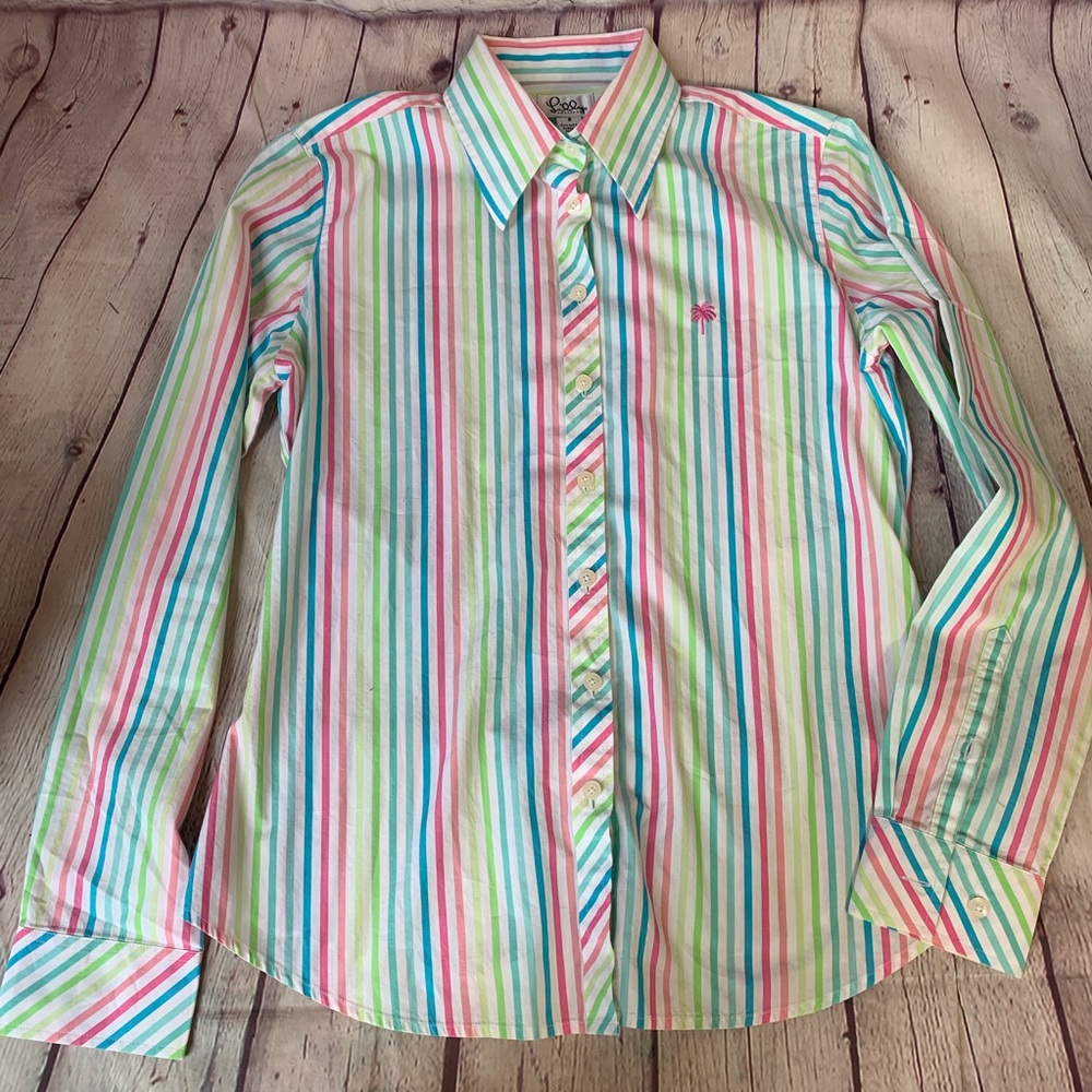 Lily Pulitzer Striped Button Down Shirt Size 6